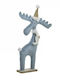 Inart Christmas Wooden Figure Reindeer Blue Height 35cm