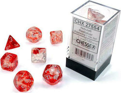 Chessex Dungeons & Dragons Luminary Red / Silver Polyhedral Zaruri Set de 7 zaruri 27554