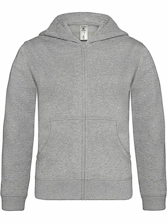 B&C Kids Cardigan Sweatshirts Hooded Gray