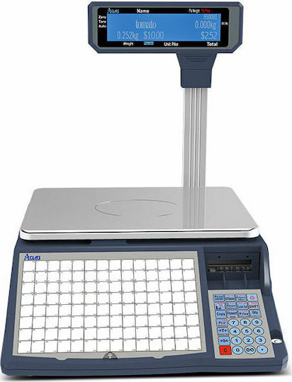 Aclas LS6 Electronic Retail Scale with Column and Label Printing Capability with Weighing Capacity of 30kg and Division 10gr