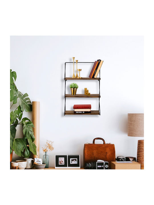 Raft Perete Kerstin Negru / Nuc 40x15x60cm