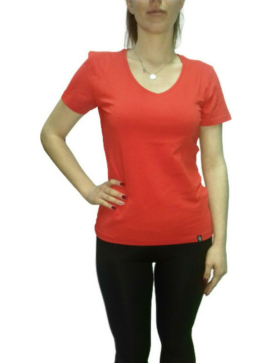 Paco & Co 86204 Γυναικείο T-shirt Κόκκινο με Λαιμόκοψη V