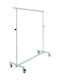 Wheeled Floor Garment Rack made of Metal Telescopic Silver 204x50x204cm