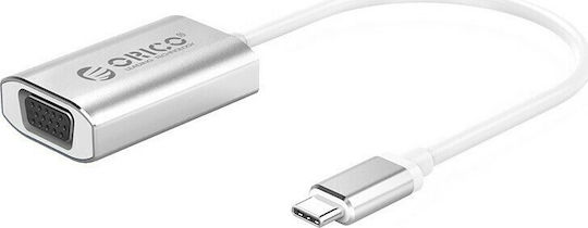 Orico Μετατροπέας USB-C male σε VGA female Ασημί (XC-102-SV-BK)
