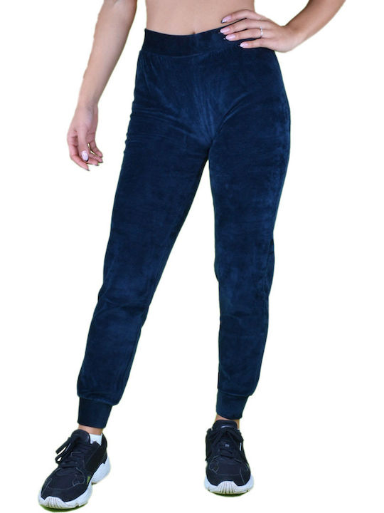 Sweatpants Jogger Velvet Navy Blue