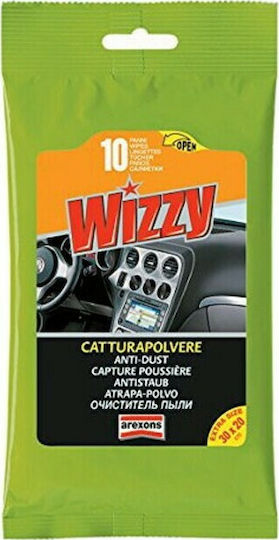 Arexons Wizzy Anti-Dust Cleaning and Protective Wipes for Car Dashboard 10pcs