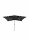 Garden & Terrace Floor Metal Square Parasol with LED Lighting Μαύρο L3xW2xH2.47m