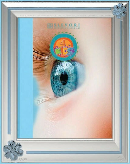 Slevori Schleife Kinder Fotorahmen Silber Blau 9x13cm