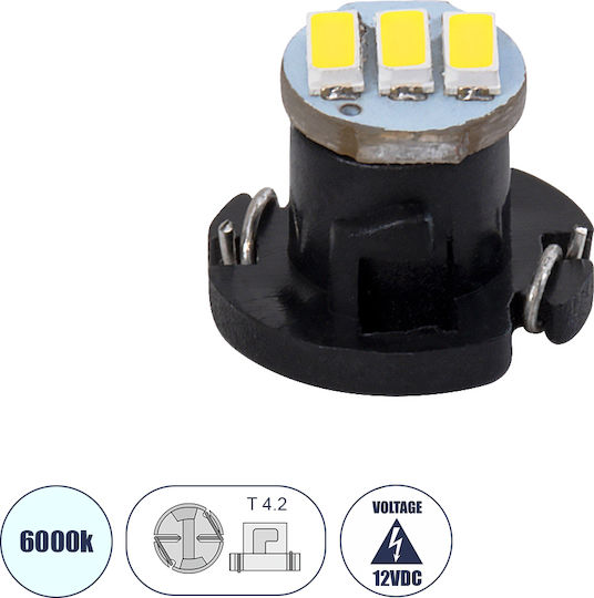 GloboStar Λάμπα Αυτοκινήτου T4/T4.2 LED 6000K Ψυχρό Λευκό 12V 0.6W 1τμχ
