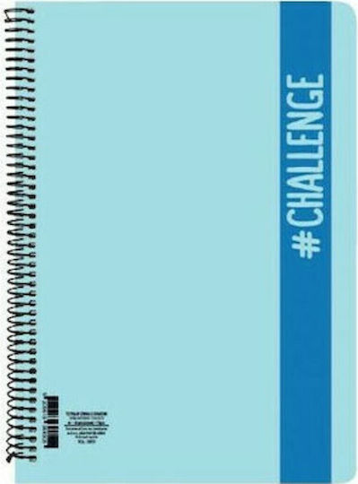 A&G Paper Spiral Notebook Ruled A4 90 Sheets 3 Subjects Challenge Light Blue 1pcs