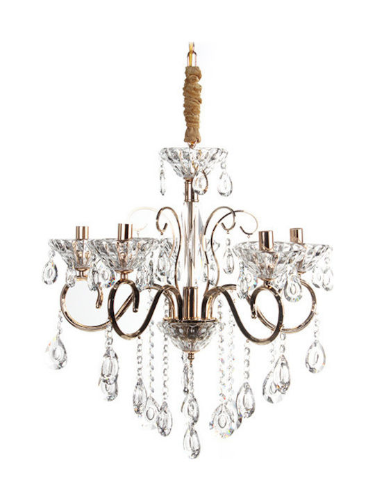 Keskor Chandelier with Crystals 5xE14 Gold 54cm 6082-05