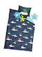 Nef-Nef Homeware Space Zoo Set Kids Duvet Cover Single with Pillowcase Cotton Blue Aqua 160x240cm