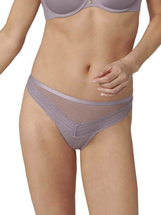 Tempting Tulle Γυναικείο String με Δαντέλα Γκρι