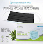 Como Ιατρική Μάσκα Μιας Χρήσης 3ply Type II BFE >99% Protective Mask Non-Reusable Type II Surgical Black 50pcs