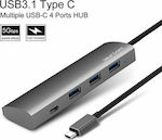 Wavlink UH3047C1 USB 3.0 Hub 4 Porturi cu conexiune USB-C Gri