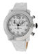 Glam Rock Γυναικείο Ρολόι 44mm Χρονογράφος Μπαταρίας με Λευκό Δερμάτινο Λουράκι