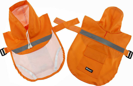 Pet Interest Poncho Raincoat Кучешки палта Водоустойчиво Худи Оранжев с дължина на гръбчето 35 см. A62-