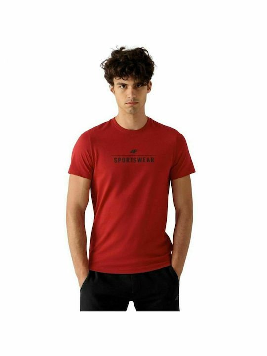 4F Herren Sport T-Shirt Kurzarm Rot