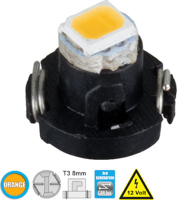 GloboStar Lămpi Autoturismului T3 LED Portocaliu 12V 0.2W 1buc