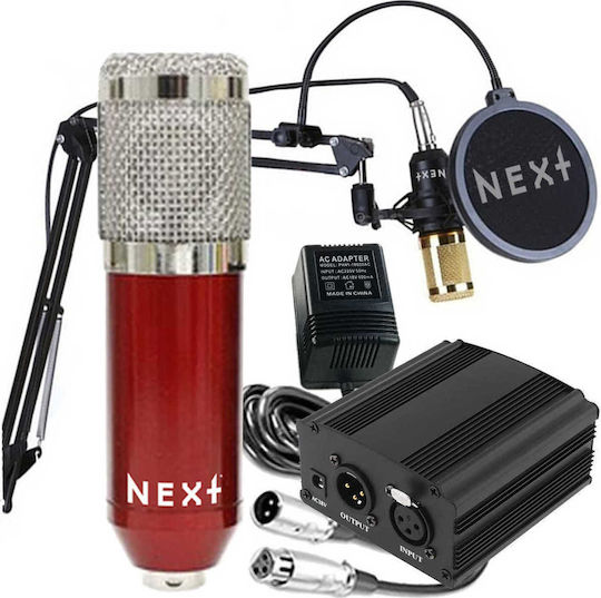 Next Phantom Power Kit Σετ Πυκνωτικό Μικρόφωνο Shock Mounted για Φωνητικά σε Κόκκινο Χρώμα