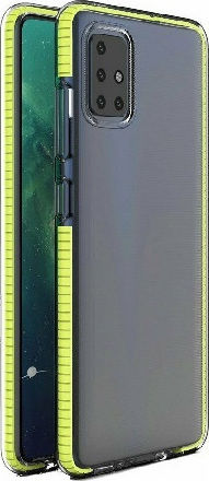 Spring Back Cover Σιλικόνης 1mm Διάφανη Με Κίτρινο Πλαίσιο (Galaxy M31s)