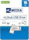 Verbatim MyMedia My Dual 16GB USB 3.2 Stick with connection USB-A & USB-C Silver