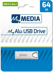 Verbatim MyMedia My Alu 64GB USB 3.2 Stick Ασημί