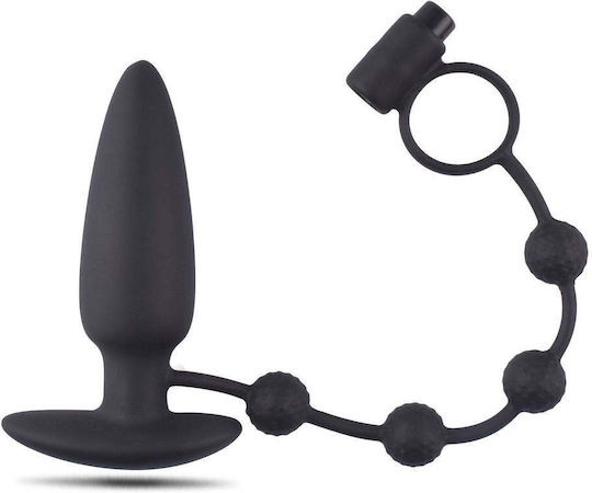 Toyz4lovers Anal Plug With Vibrating Cock Ring Vibrant Inel Cock Silicon cu Ineluri pentru penis Black