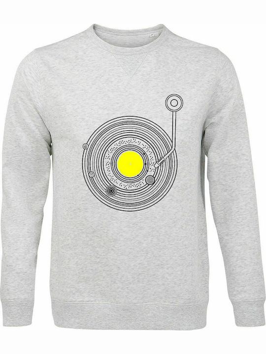 Sweatshirt Unisex, Organic "Space Vinyl Music", Ash