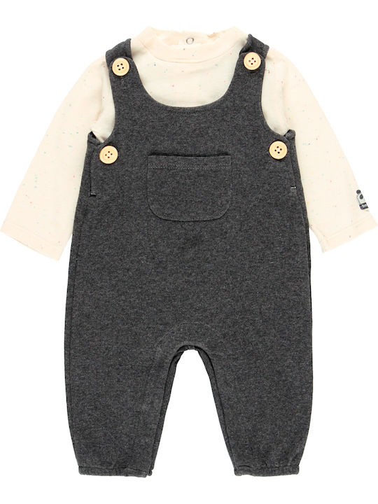 Boboli Baby Bodysuit Set Long-Sleeved with Pants Gray