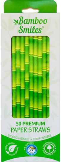 Bamboo Smiles Straws Paper Green 50pcs