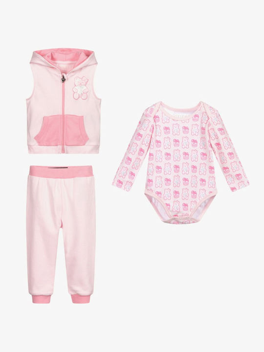 Guess Baby Bodysuit Set Long-Sleeved with Pants Pink