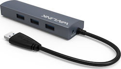 Wavlink UH3031G USB 3.0 3 Port Hub with USB-A / Ethernet Connection Gray