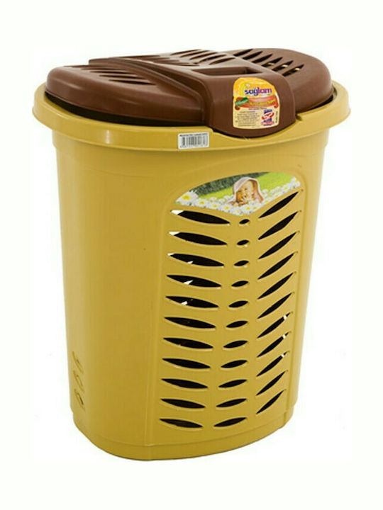 Homeplus Laundry Basket Plastic with Cap Brown