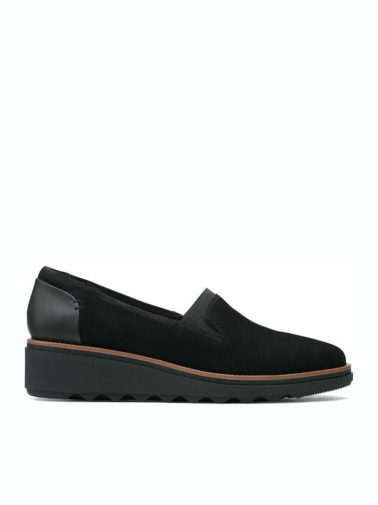 Clarks Sharon Dolly Δερμάτινα Γυναικεία Μοκασίνια σε Μαύρο Χρώμα