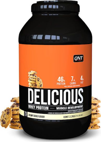QNT Delicious Whey Πρωτεΐνη Ορού Γάλακτος Χωρίς Γλουτένη με Γεύση Creamy Cookie 2.2kg