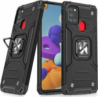 Wozinsky Ring Armor Coperta din spate Plastic rezistent Negru (Galaxy A21s)