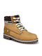 Leather Kids Snow Boots with Laces Yellow