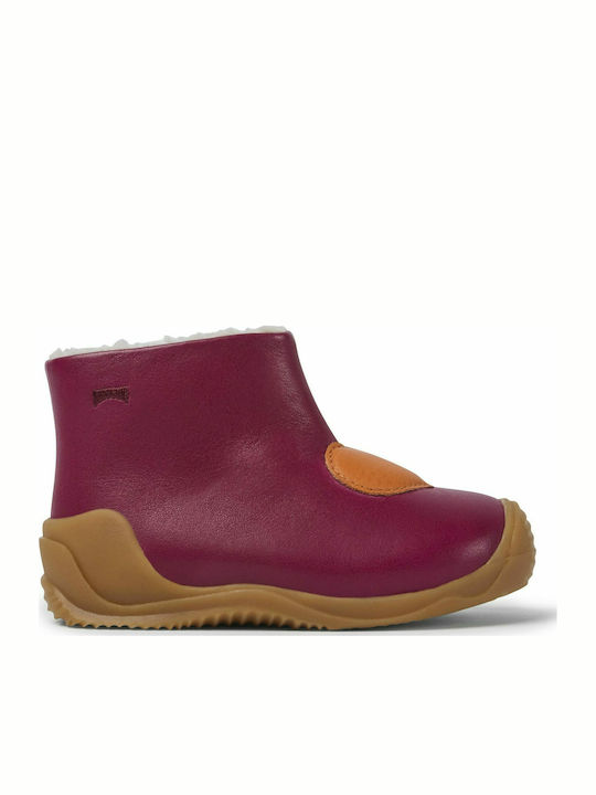 Twins Leather Kids Boots with Zipper Burgundy