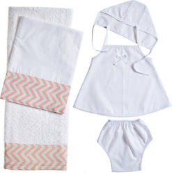 Nuova Vita Taufölzeug-Set Chevron White-Pink 5Stück