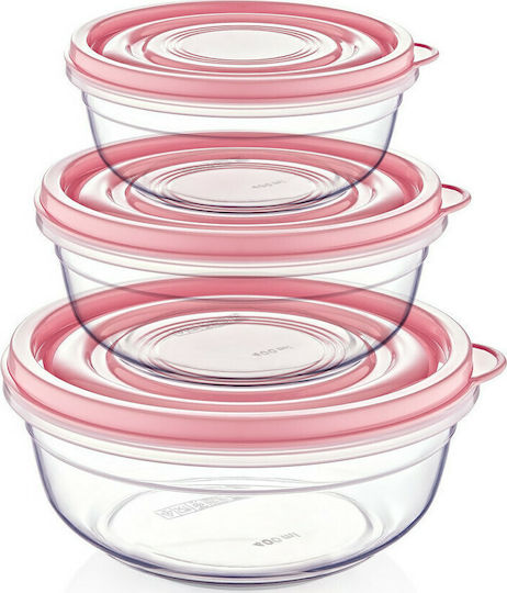 Homeplus Set Kunststoff Mittagsboxen Rosa 3 Stück