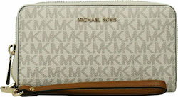 Michael Kors Over Logo Print Large Women's Wallet Beige