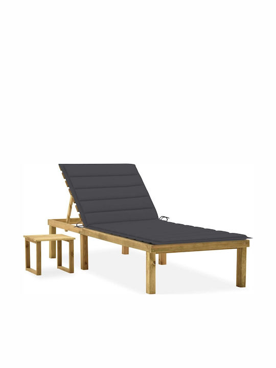 Deckchair Wooden with Cushion Natural - Anthrac...