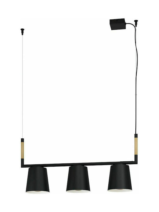 Eglo Lacey Μοντέρνο Κρεμαστό Φωτιστικό Τρίφωτο Ράγα με Ντουί E27 σε Μαύρο Χρώμα