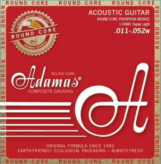 Adamas Set Corzi Pentru Chitară Acustică Fosfor Bronz 11 - 52 Super Light Miez Rotund