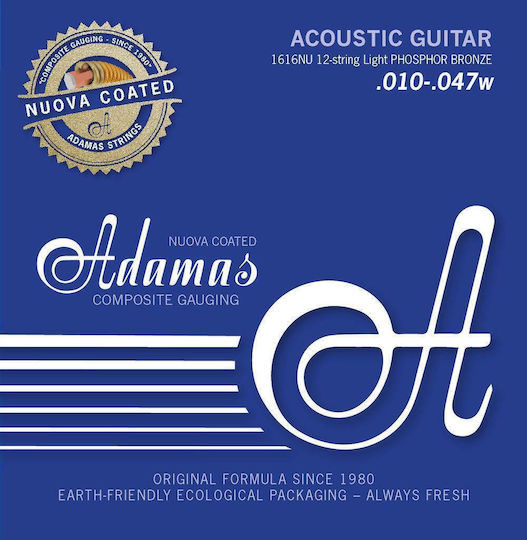 Adamas Nuova Corzi Pentru Chitară Acustică Coated Set Fosfor Bronz 10 - 47 Light