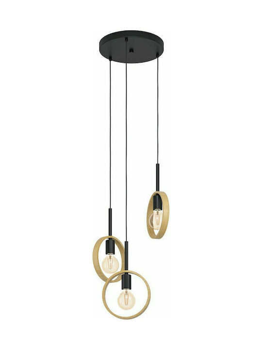 Eglo Ipsden Pendant Light Three-Light for Socket E27 Black