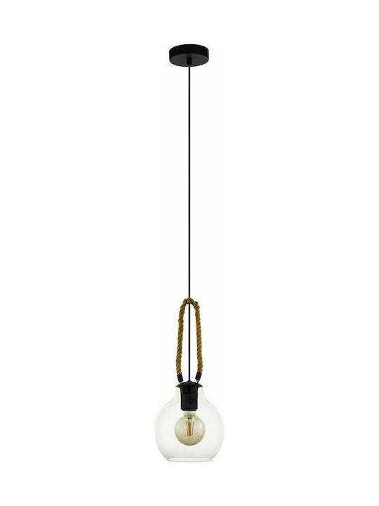 Eglo Roding Pendant Light Single-Light with Rope for Socket E27 Black