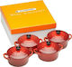 Le Creuset Kirschrot Cast Iron Pots Set of 4 Pieces