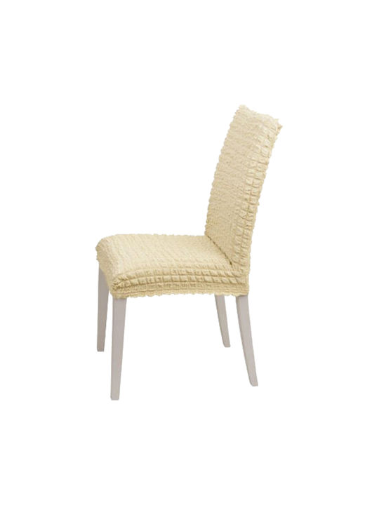 Without volant Elastic Cover for Chair Without Ruffles with Back Ecru 1pcs CHAIR-XB-TMX-EKROU